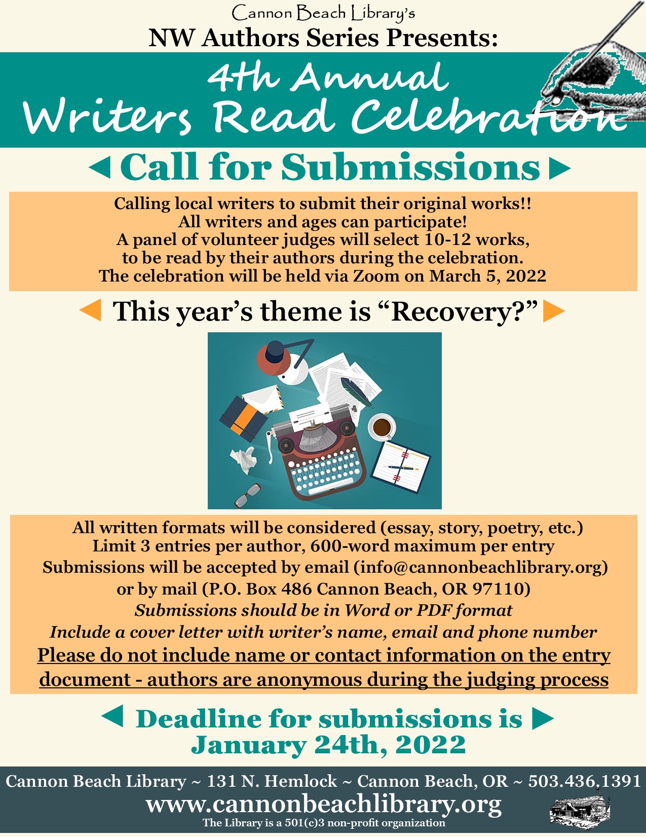 4th Annual Writers Read Flyer